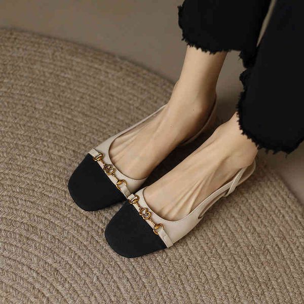 sandals xiaoxiangfeng baotou sandals women's sheepskin summer style horse rank buckle shallow mouth color matching flat bottom back emp, Black
sandals xiaoxiangfeng baotou sandals women's sheepskin summer style horse rank buckle shallow mouth color matching flat bottom back emp, Black