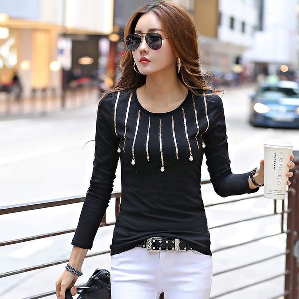 fashion beading sequined t shirts women long sleeve slim basic tees female all-match casual t-shirts camisetas mujer 1588, White
fashion beading sequined t shirts women long sleeve slim basic tees female all-match casual t-shirts camisetas mujer 1588, White