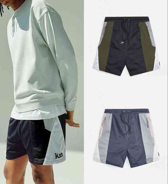 men women hem embroidery kith shorts zipper pockets mesh breeches patchwork color board, White;black
men women hem embroidery kith shorts zipper pockets mesh breeches patchwork color board, White;black