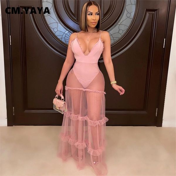 cm.yaya mesh see though patchwork maxi dress women beach club party v-neck bodysuit style cascading ruffles long dresses 220516, Black;gray
cm.yaya mesh see though patchwork maxi dress women beach club party v-neck bodysuit style cascading ruffles long dresses 220516, Black;gray