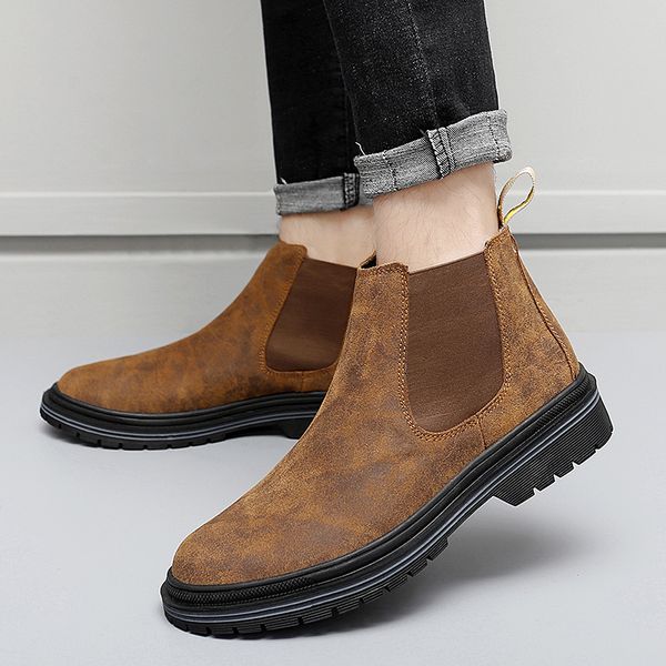 men chelsea boots genuine leather classic slip-on business boots waterproof non-slip ankle boots plus size 46 men shoes, Black
men chelsea boots genuine leather classic slip-on business boots waterproof non-slip ankle boots plus size 46 men shoes, Black