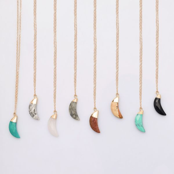 60cm chains wish jewelry natural stone moon pendant necklace accessories wholesale, Silver
60cm chains wish jewelry natural stone moon pendant necklace accessories wholesale, Silver