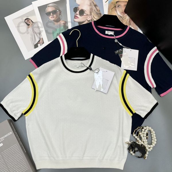 women's knits & tees designer 2022 summer new simple color contrast letters round neck thin loose knitted pullover women's short s, White
women's knits & tees designer 2022 summer new simple color contrast letters round neck thin loose knitted pullover women's short s, White