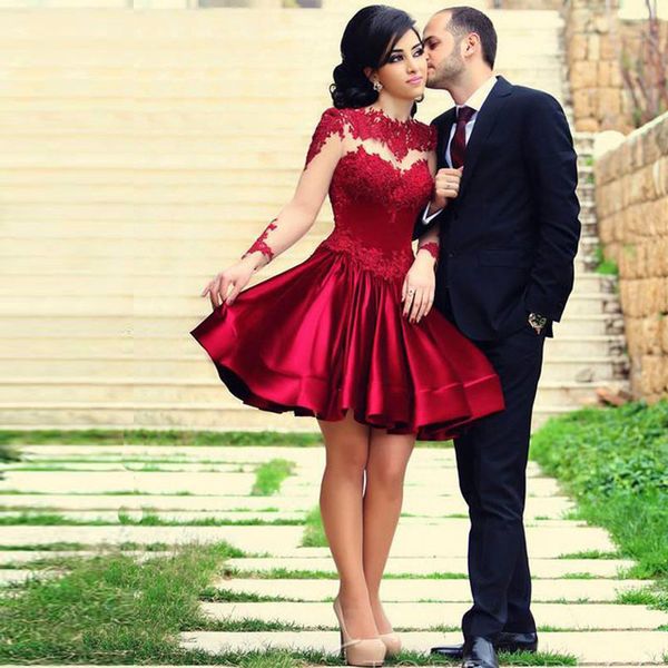 beautiful a line see through applique lace red short prom dresses long sleeve short evening gowns vestidos, Black
beautiful a line see through applique lace red short prom dresses long sleeve short evening gowns vestidos, Black