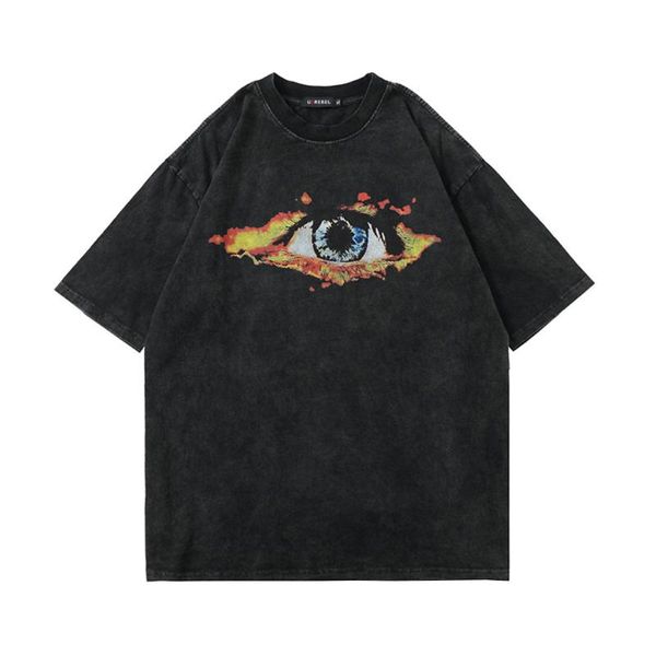 men's t-shirts eye print distressed short sleeve t-shirt mens summer high street half-sleeve streetwear loose casual cotton tee menmen&, White;black
men's t-shirts eye print distressed short sleeve t-shirt mens summer high street half-sleeve streetwear loose casual cotton tee menmen&, White;black