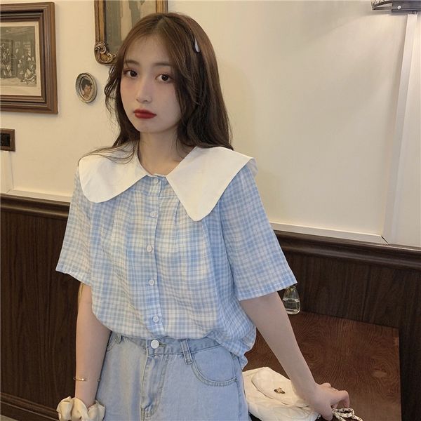 peter pan collar all women shirts streetwear regular single breasted straight casual short sleeve shirt 210426, White
peter pan collar all women shirts streetwear regular single breasted straight casual short sleeve shirt 210426, White