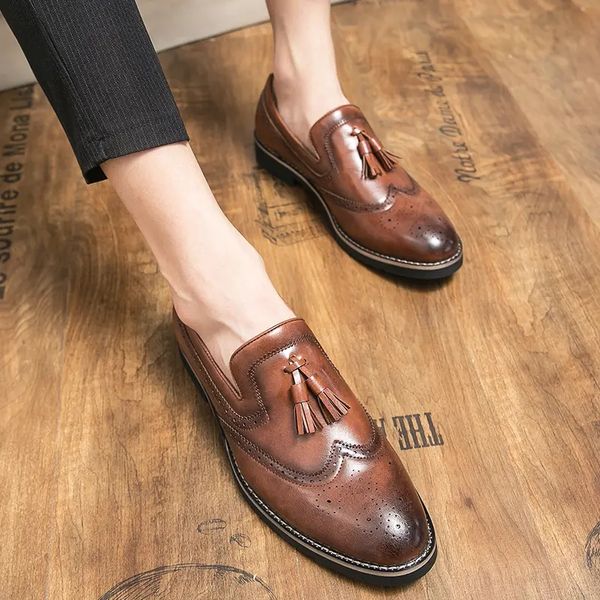 loafers men shoes pu casual fashion tassel classic trend brogue hollow comfortable breathable british business dress shoes hm430, Black
loafers men shoes pu casual fashion tassel classic trend brogue hollow comfortable breathable british business dress shoes hm430, Black