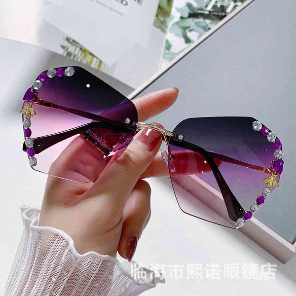 sunglasses net red belt drill women frameless big face thin uv protection 0fbv, White;black
sunglasses net red belt drill women frameless big face thin uv protection 0fbv, White;black