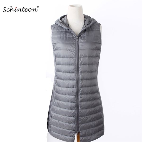 schinteon women ultra light down vest with hood casual long slim white duck down bottoming vest arrival 201128, Black
schinteon women ultra light down vest with hood casual long slim white duck down bottoming vest arrival 201128, Black