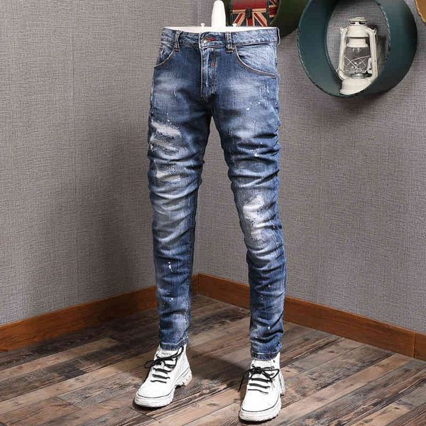 men's jeans european goods street trendy men's fashion tattered jeans worn washed patch slim skinny men peq9, Blue
men's jeans european goods street trendy men's fashion tattered jeans worn washed patch slim skinny men peq9, Blue
