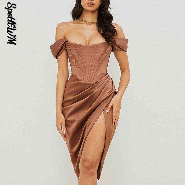2022 stretch satin elegant women high split off shoulder party dress summer with fishbone dresses female club night dress t220816, Black;gray
2022 stretch satin elegant women high split off shoulder party dress summer with fishbone dresses female club night dress t220816, Black;gray