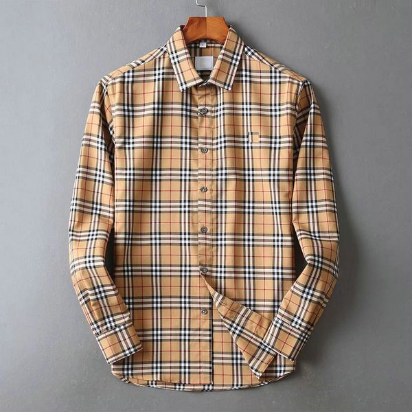 men's casual shirts british style classic plaid embroidered men's business long sleeve, White;black
men's casual shirts british style classic plaid embroidered men's business long sleeve, White;black