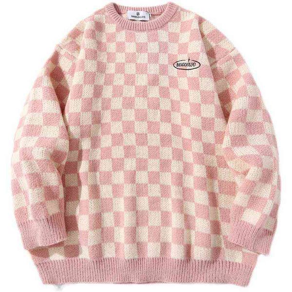 sweaters checkerboard men squares letter embroidery knitted pullover winter hip hop casual baggy harajuku college style couple t220730, White;black
sweaters checkerboard men squares letter embroidery knitted pullover winter hip hop casual baggy harajuku college style couple t220730, White;black