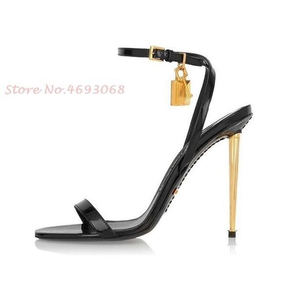 metal pendant ankle wrap heels sandals women belt buckles designer pumps casual party peep toe summer brand 220721, Black
metal pendant ankle wrap heels sandals women belt buckles designer pumps casual party peep toe summer brand 220721, Black