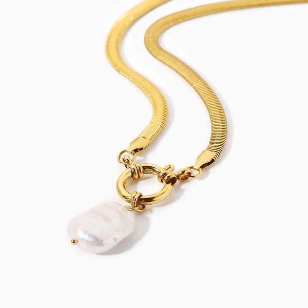 amaiyllis 18k gold minimalist freshwater pearl cuban chain pendant fashion hip hop punk snake bone necklace jewelry, Silver
amaiyllis 18k gold minimalist freshwater pearl cuban chain pendant fashion hip hop punk snake bone necklace jewelry, Silver