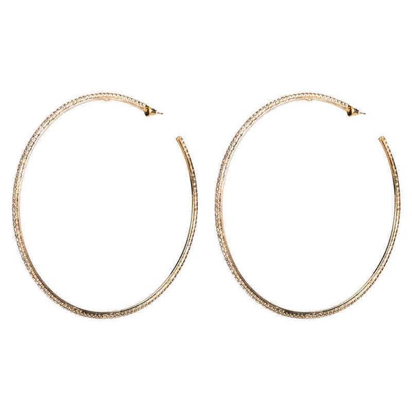charm 2022 women classic shiny rhinestone big hoop earrings fashion jewelry bohemian collection girl accessories 220726, Golden