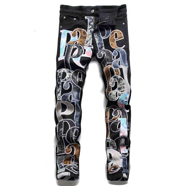 men's jeans autumn and winter fashion men's pants elastic letter embroidery black slim fit middle waist 3130 0bwj, Blue
men's jeans autumn and winter fashion men's pants elastic letter embroidery black slim fit middle waist 3130 0bwj, Blue
