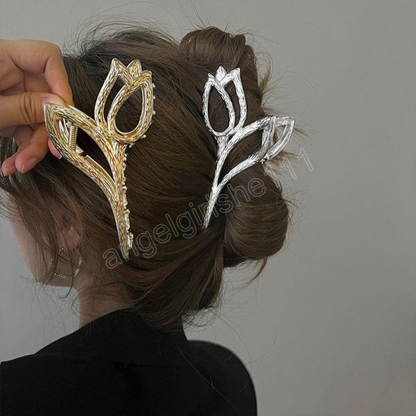 woman personalized metal tulip hair claws hairpin barrettes hairgrip lady gold silver hair clips headwear ornament, Slivery;white
woman personalized metal tulip hair claws hairpin barrettes hairgrip lady gold silver hair clips headwear ornament, Slivery;white