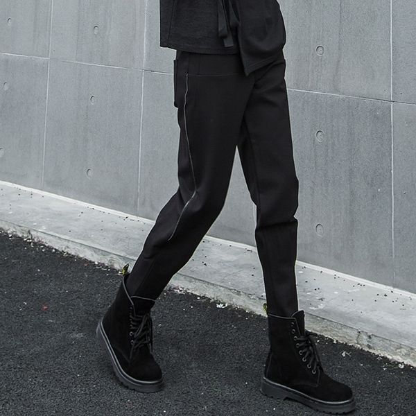 eam autumn winter woman stylish solid black color long loose high waist straight pockets harem pants all match lg006 y200114, Black;white
eam autumn winter woman stylish solid black color long loose high waist straight pockets harem pants all match lg006 y200114, Black;white