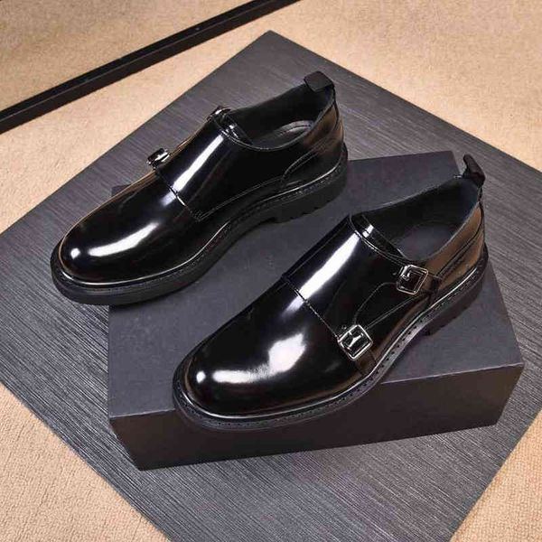 shoes classic dress men's leather shoes with metal buttons british style high-end casual thick soles series, Black
shoes classic dress men's leather shoes with metal buttons british style high-end casual thick soles series, Black