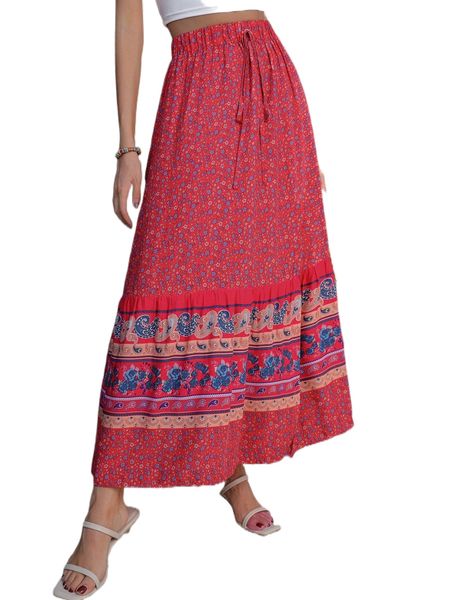 ditsy floral & paisley print ruffle hem skirt s1p1#, Black
ditsy floral & paisley print ruffle hem skirt s1p1#, Black