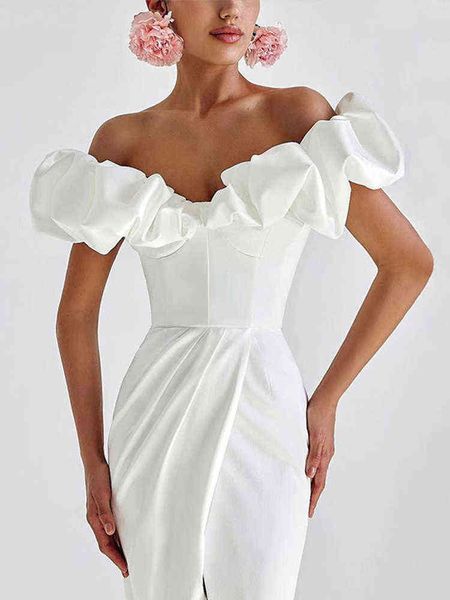 woman one-shoulder puff sleeve wrap chest slit long dress solid fashion elegant dress 2022 summer commuter dinner robe t220818, Black;gray
woman one-shoulder puff sleeve wrap chest slit long dress solid fashion elegant dress 2022 summer commuter dinner robe t220818, Black;gray