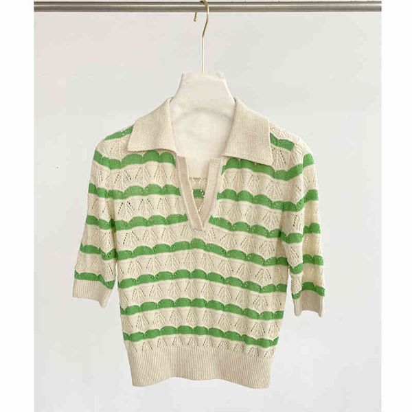 women's knits tees s jiafa single minority fresh age reduction summer polo collar striped hollow out sweater women, White
women's knits tees s jiafa single minority fresh age reduction summer polo collar striped hollow out sweater women, White