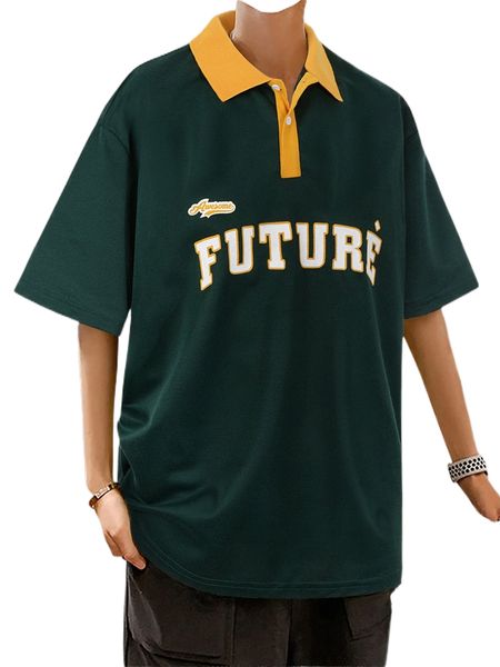 men letter graphic contrast collar polo shirt s9xy#, White;black
men letter graphic contrast collar polo shirt s9xy#, White;black