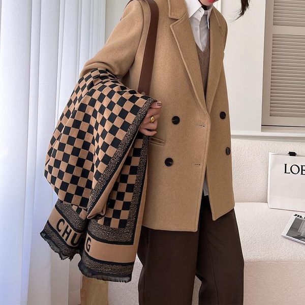 scarves autumn winter imitation cashmere scarf women checkerboard letter print plaid long warm shawl female elegant pashminascarves, Blue;gray
scarves autumn winter imitation cashmere scarf women checkerboard letter print plaid long warm shawl female elegant pashminascarves, Blue;gray