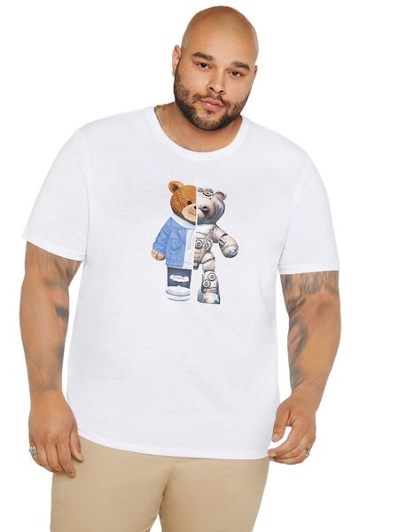 extended sizes men cartoon graphic tee d2gb#, White;black