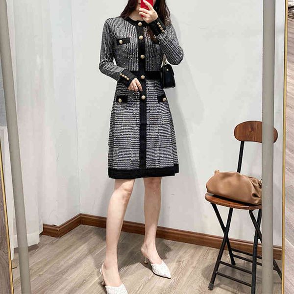 casual dresses autumn and winter wool knitted dress women's long sleeve diamond studded metal button thousand bird grid a-line skirt gu, Black;gray
casual dresses autumn and winter wool knitted dress women's long sleeve diamond studded metal button thousand bird grid a-line skirt gu, Black;gray
