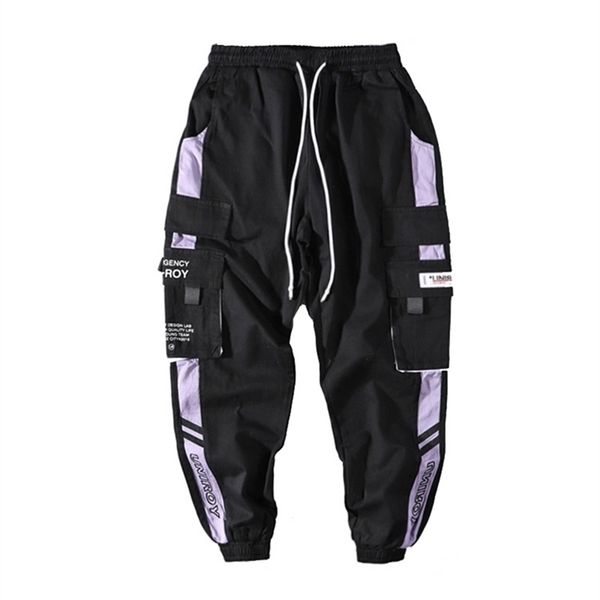 hip hop ribbons cargo pants men joggers pants mens streetwear military pants fashion male elastic waist pant cotton black lj201217
hip hop ribbons cargo pants men joggers pants mens streetwear military pants fashion male elastic waist pant cotton black lj201217