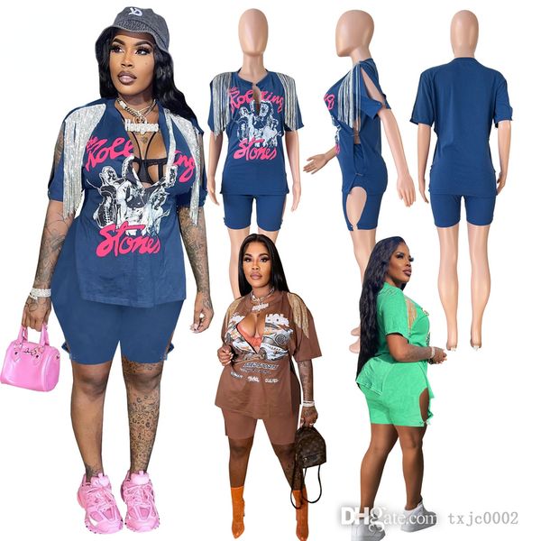 summer women tracksuits two piece sets hollow out tassel graphic t-shirt short sleeve biker shorts outfits female matching set, Gray
summer women tracksuits two piece sets hollow out tassel graphic t-shirt short sleeve biker shorts outfits female matching set, Gray