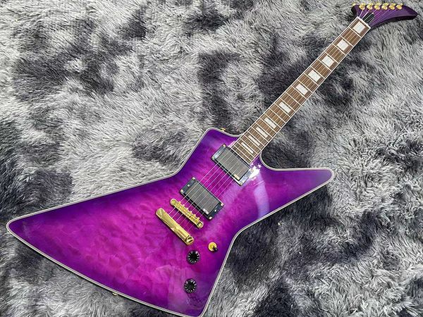 chinese electric guitar purple color explorer 6 strings flame maple gold hardware high quality
chinese electric guitar purple color explorer 6 strings flame maple gold hardware high quality