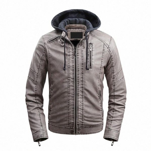 men's jackets walkwide 2021 stand collar detachable cap plus velvet leather jacket autumn and winter casual simple fashion b1an#, Black;brown