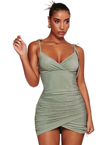 ruched wrap hem glitter cami dress 33ai#, Black;gray
ruched wrap hem glitter cami dress 33ai#, Black;gray