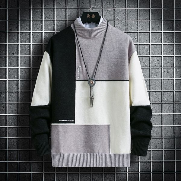 onnestun sweater men winter stitching design men's sweater long sleeve knitted pullover casual sweater man 201203, White;black
onnestun sweater men winter stitching design men's sweater long sleeve knitted pullover casual sweater man 201203, White;black
