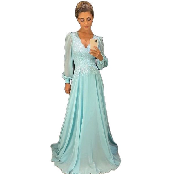 sky blue chiffon long sleeves prom dresses modest v neck lace applique arabic women formal evening gowns plus size, Black
sky blue chiffon long sleeves prom dresses modest v neck lace applique arabic women formal evening gowns plus size, Black