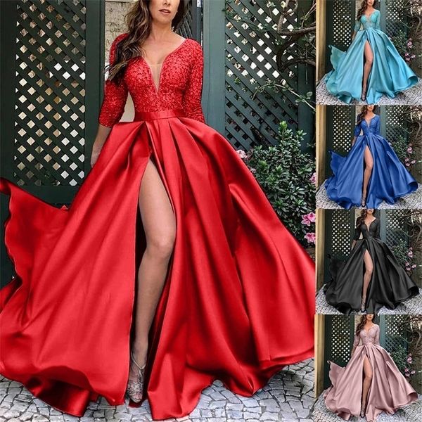 long dresse party wedding year vintage chic satin red maxi v-neck bronzing banquet evening elegant night gown 220423, Black;gray
long dresse party wedding year vintage chic satin red maxi v-neck bronzing banquet evening elegant night gown 220423, Black;gray
