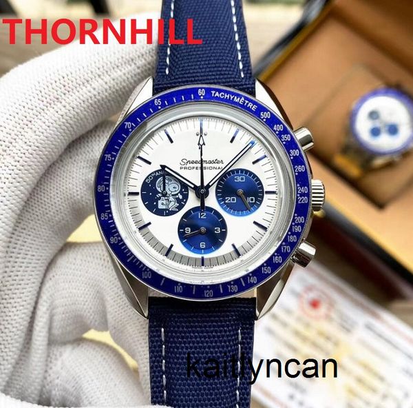 42mm professional moon watches snopy prize 50th anniversary mens watch white dial quartz chronograph blue nylon leather 316l stainless iog2, Slivery;brown
42mm professional moon watches snopy prize 50th anniversary mens watch white dial quartz chronograph blue nylon leather 316l stainless iog2, Slivery;brown