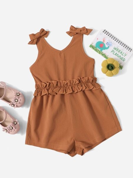 toddler girls bow shoulder frill trim tank romper she, Blue
toddler girls bow shoulder frill trim tank romper she, Blue