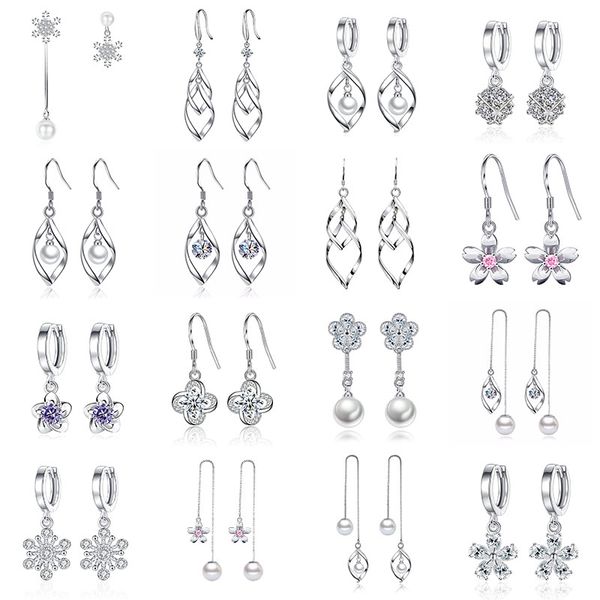 womens sweet flower designer stud earrings with luxury pearl shining crystal 925 sterling silver clover ear rings party jewelry, Golden;silver
womens sweet flower designer stud earrings with luxury pearl shining crystal 925 sterling silver clover ear rings party jewelry, Golden;silver