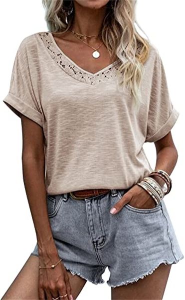 & tees women's summer casual short sleeve crochet lace v neck t shirts blouse loose fit tunic, White
& tees women's summer casual short sleeve crochet lace v neck t shirts blouse loose fit tunic, White