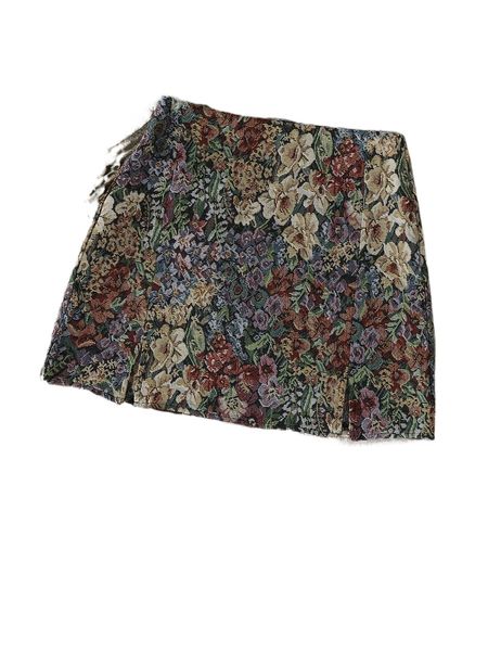 split hem floral jacquard skirt 22tl#, Black