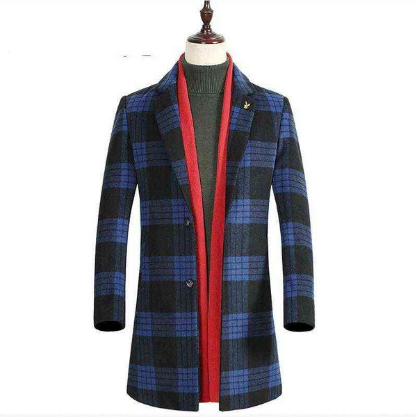 men's wool & blends mens lapel collar long woolen cashmere blended coats outwear plaid check thicken parkas overcoats t220810, Black
men's wool & blends mens lapel collar long woolen cashmere blended coats outwear plaid check thicken parkas overcoats t220810, Black