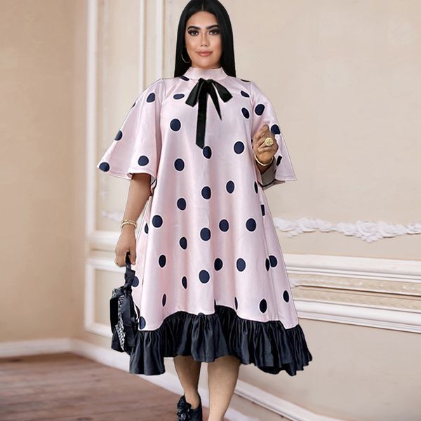 women's party dress fashion stand collar short sleeve straight dot bow ruffle loose plus size swing skirt #s-xxl, Black;gray
women's party dress fashion stand collar short sleeve straight dot bow ruffle loose plus size swing skirt #s-xxl, Black;gray