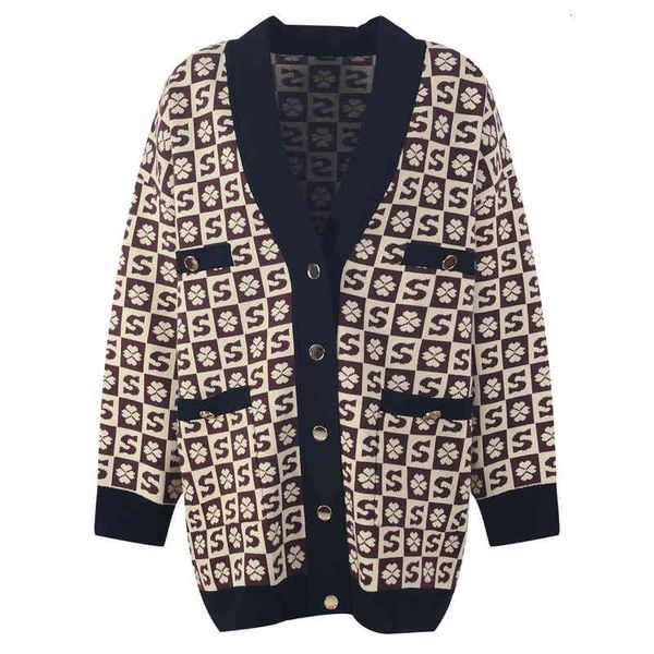 women's knits tees autumn and winter four leaf checkered letter piping v-neck long sleeve knitted cardigan coat single breasted aag0, White
women's knits tees autumn and winter four leaf checkered letter piping v-neck long sleeve knitted cardigan coat single breasted aag0, White