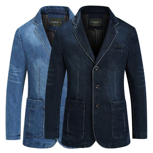 mens denim blazer fashion cotton vintage suit jacket 4xl male blue coat slim fit jeans blazers outwear 220804, White;black
mens denim blazer fashion cotton vintage suit jacket 4xl male blue coat slim fit jeans blazers outwear 220804, White;black