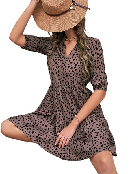 dalmatian p.rint n.otched neckline r.uffle h.em d.ress g60v#, Black;gray
dalmatian p.rint n.otched neckline r.uffle h.em d.ress g60v#, Black;gray