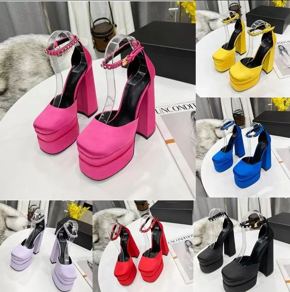 designer aevitas sandals waterproof high heels pumps personalized rhinestone satin catwalk thick heel silk ankle strap decorated height 15cm, Black
designer aevitas sandals waterproof high heels pumps personalized rhinestone satin catwalk thick heel silk ankle strap decorated height 15cm, Black